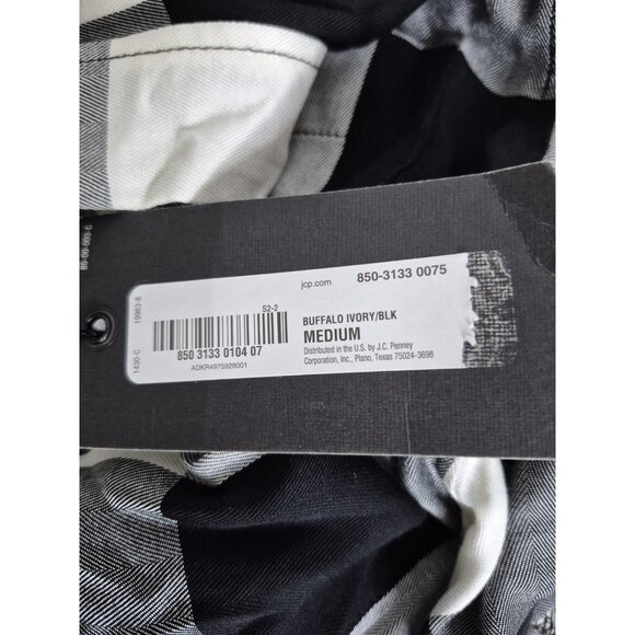 NWT STYLUS Buffalo Ivory/Black Plaid Long Sleeve Button Up Shirt Women's Size M - Picture 7 of 11